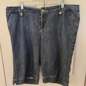 Wak Jeans Women's Size 18W Dark Wash Denim Mid Rise Shorts Coolots Pockets